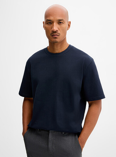 Lindbergh: Le t-shirt ample jersey dense Bleu fonc&eacute; - Indigo pour homme