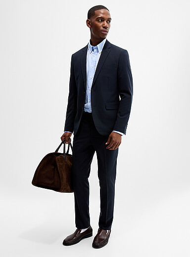 Lindbergh Navy/Midnight Blue Solid everyday suit <b>Slim fit</b> for men