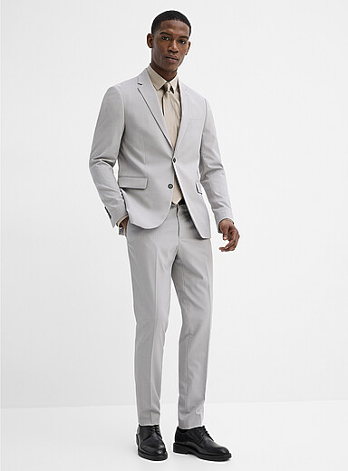 Lindbergh Light Grey Solid everyday suit <b>Slim fit</b> for men