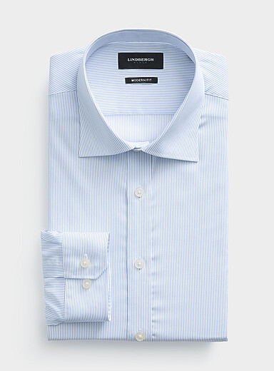 La chemise popeline fines rayures bleues <b>Coupe moderne</b>