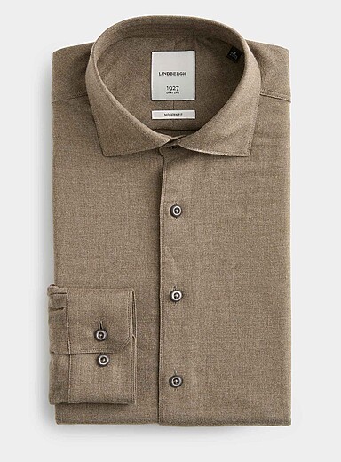 Lindbergh Blue Ultra-soft flannel shirt <b>Modern fit</b> for men