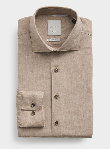 Lindbergh Sand Ultra-soft flannel shirt <b>Modern fit</b> for men