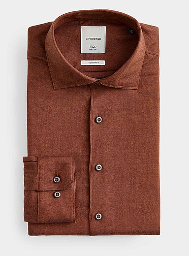 Lindbergh Blue Ultra-soft flannel shirt <b>Modern fit</b> for men