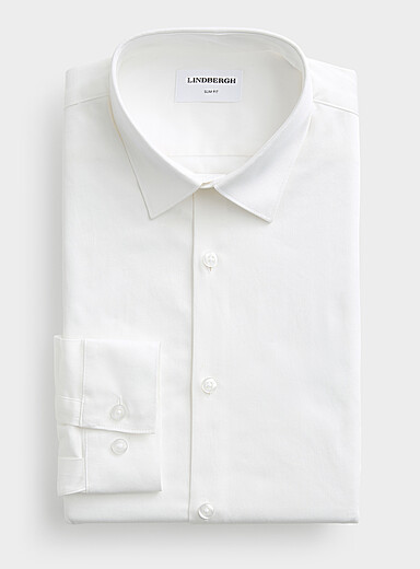 Lindbergh: La chemise unie SuperFlex <b>Coupe ajust&eacute;e</b> Blanc pour homme