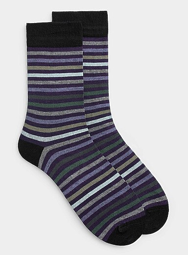 La chaussette habill&eacute;e bambou fines rayures