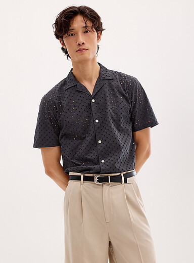 Embroidered circles camp shirt