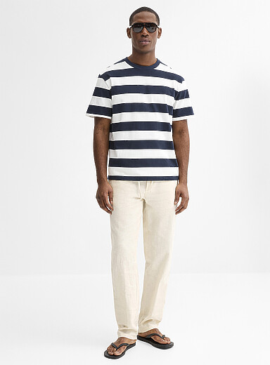 Lindbergh Ecru/Linen Linen-cotton adjustable-waist pant <b>Relaxed fit</b> for men