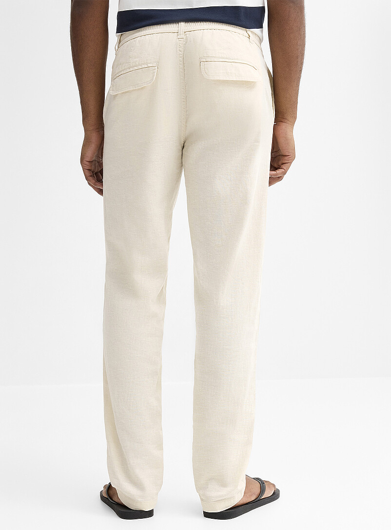 Lindbergh: Le pantalon taille ajustable lin et coton <b>Coupe relaxe</b> Taupe pour homme