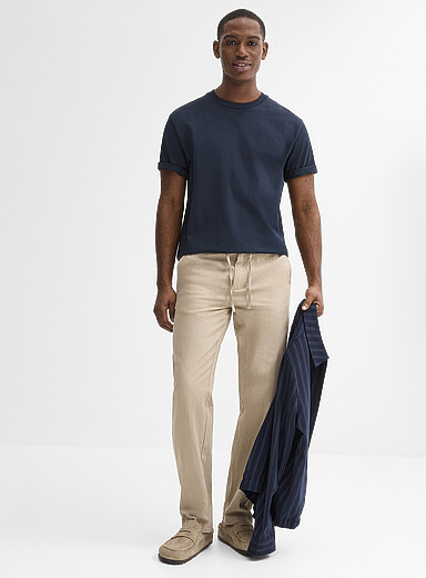Le pantalon taille ajustable lin et coton <b>Coupe relaxe</b>