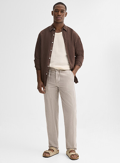 Le pantalon taille ajustable lin et coton <b>Coupe relaxe</b>