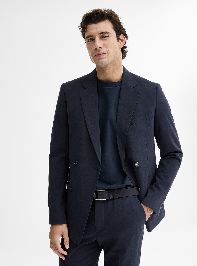 Lindbergh Navy/Midnight Blue Double-breasted stretch suit <b>Slim fit</b> for men