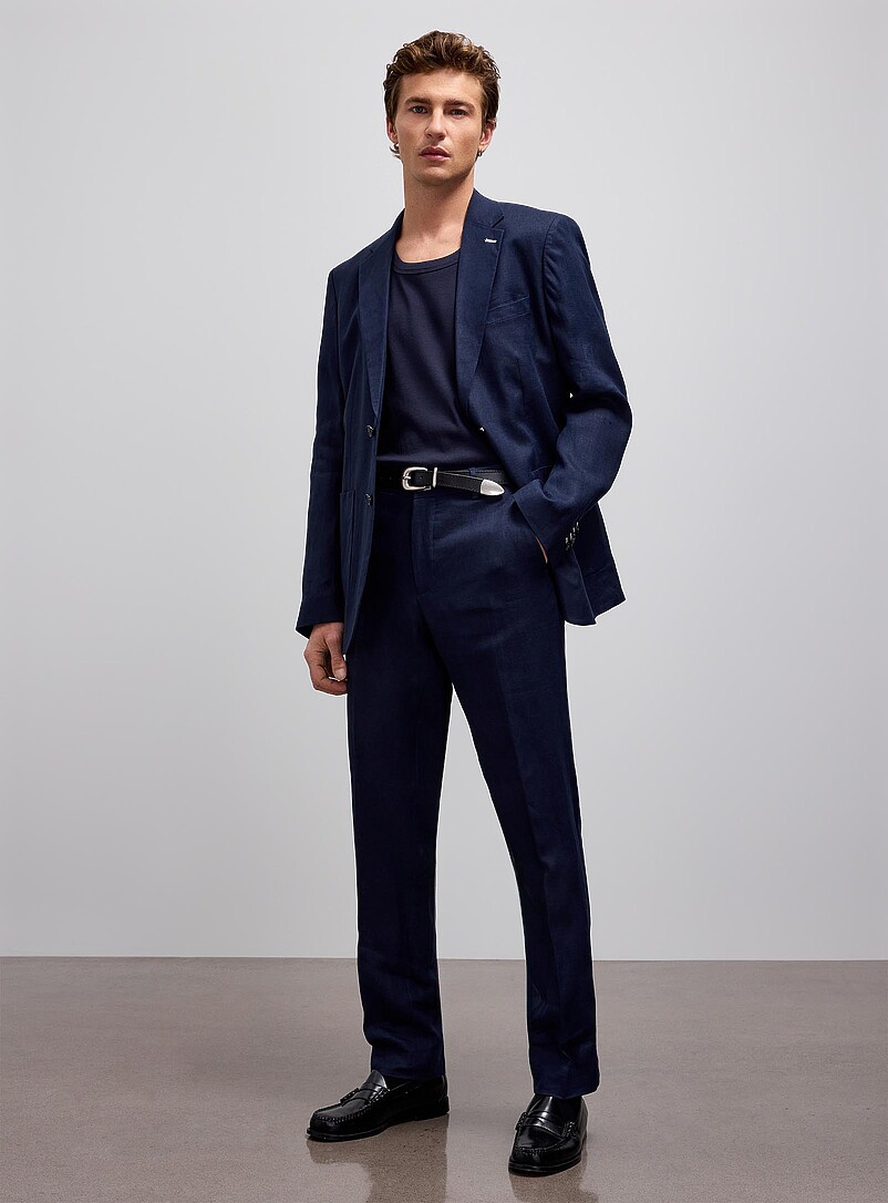 Lindbergh: Le complet pur lin <b>Coupe semi-ajust&eacute;e</b> Sable pour homme