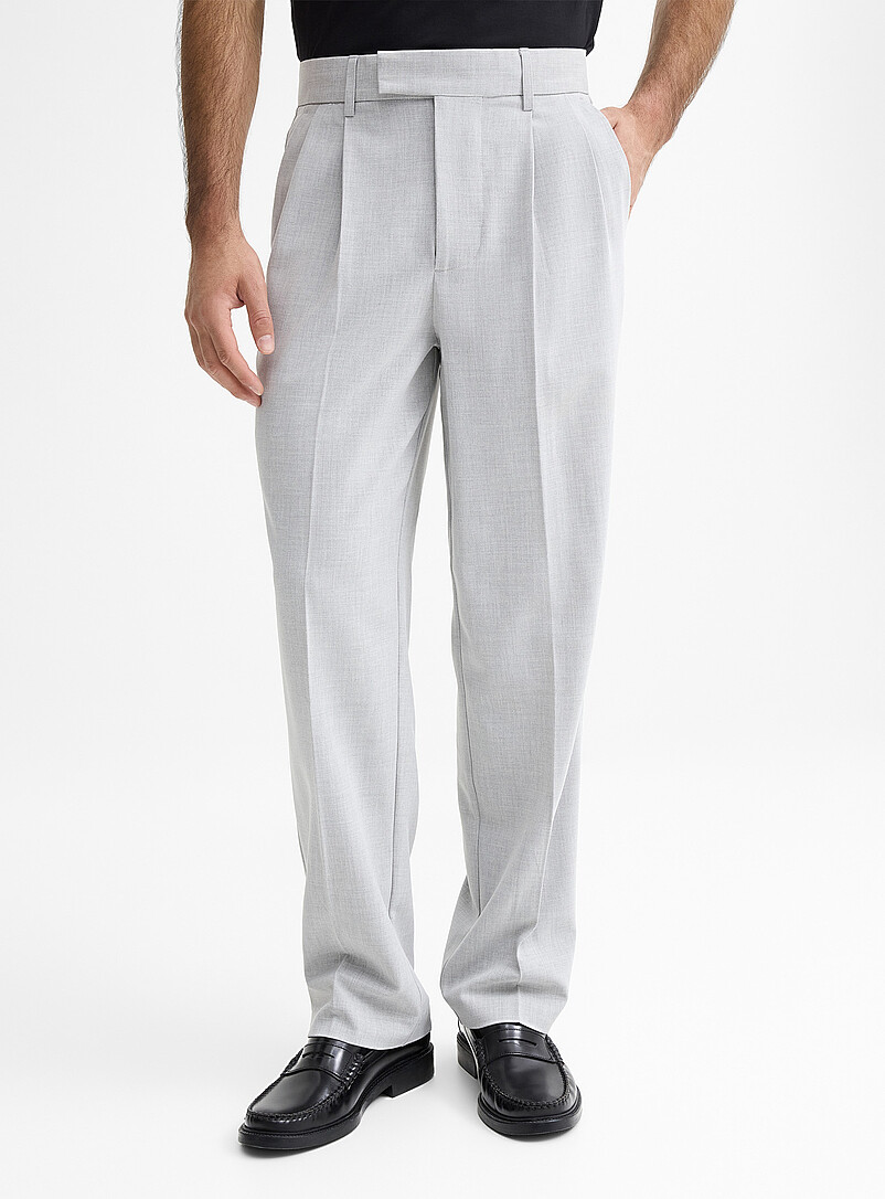 Lindbergh: Le pantalon plis plats &eacute;pur&eacute; <b>Coupe ample</b> Gris pour homme