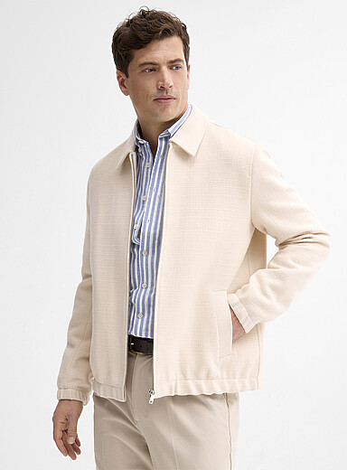 Lindbergh Off White Tweed-like knit jacket for men
