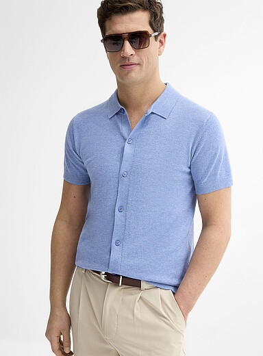 Ultra-soft polo-collar cardigan