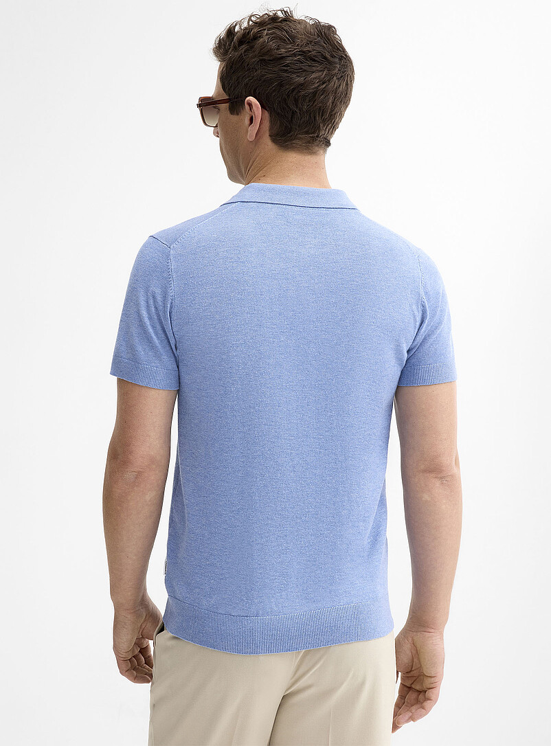 Lindbergh Blue Ultra-soft polo-collar cardigan for men