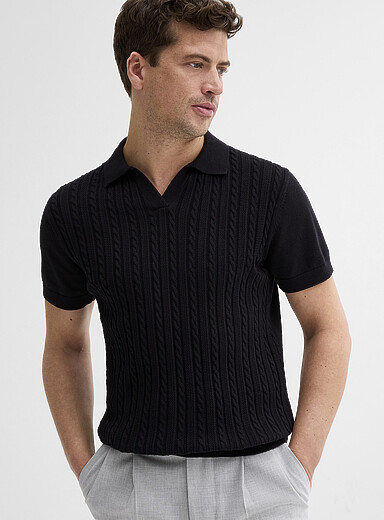 Le polo col Johnny c&ocirc;tes et c&acirc;bles torsad&eacute;s