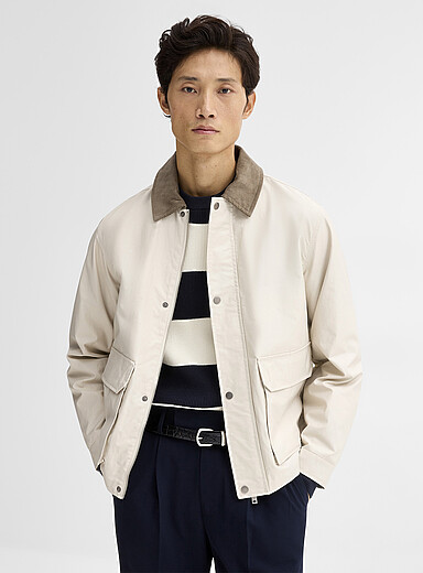 Lindbergh Ivory/Cream Beige Coated fabric jacket for men