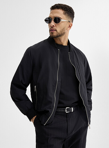 Lindbergh: Le bomber &eacute;pur&eacute; toile l&eacute;g&egrave;re Noir pour homme
