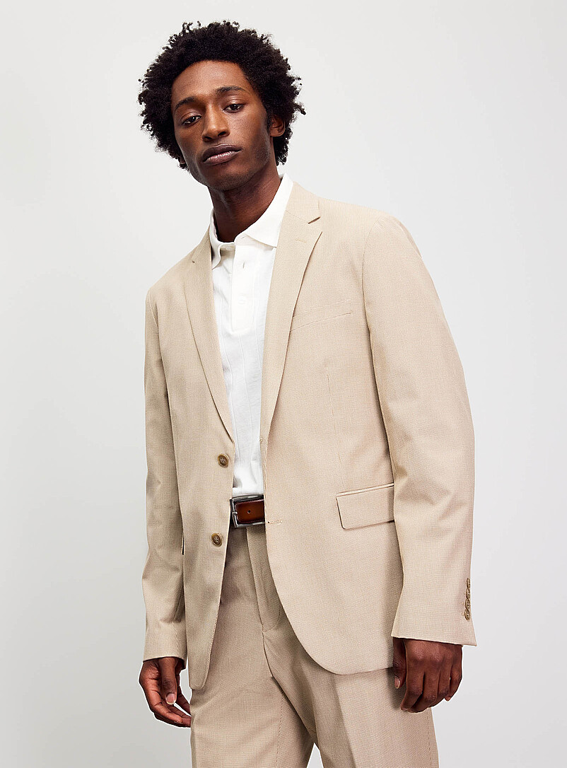 Lindbergh Sand Micro-houndstooth suit <b>Relaxed fit</b> for men