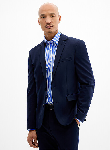 Lindbergh Navy/Midnight Blue Ultra-comfortable Superflex jacket <b>Slim fit</b> for men