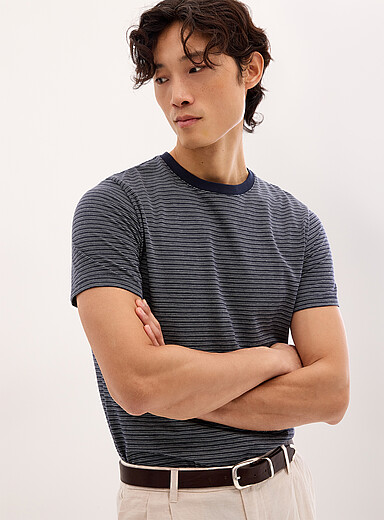 Piqu&eacute; jacquard stripe T-shirt