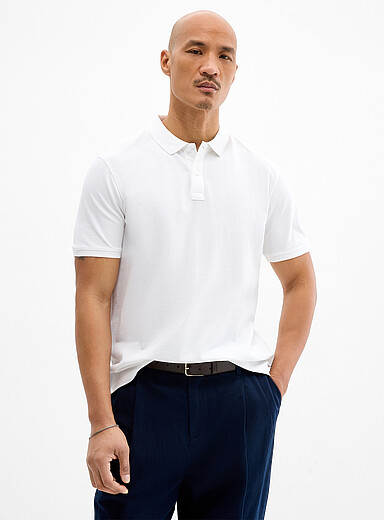 Stretch piqu&eacute; knit polo