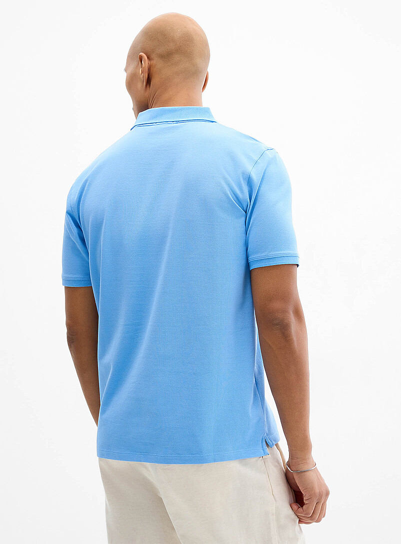 Lindbergh: Le polo maille piqu&eacute;e extensible Bleu marine - Bleu nuit pour homme
