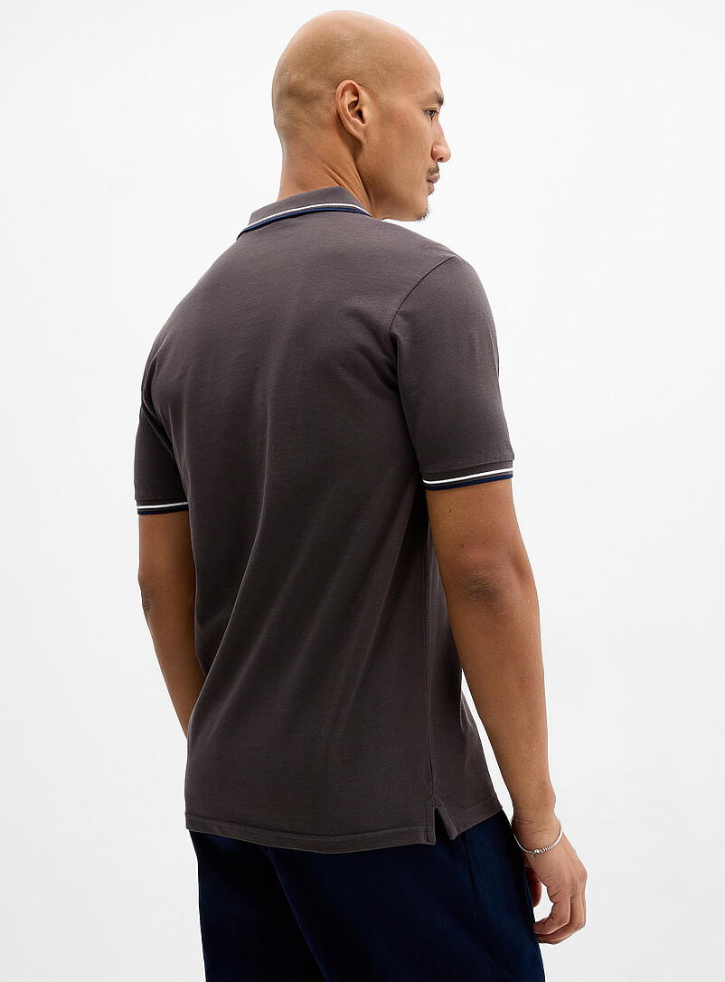 Lindbergh Black Striped-trim piqu&eacute; polo for men
