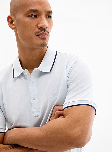 Striped-trim piqu&eacute; polo