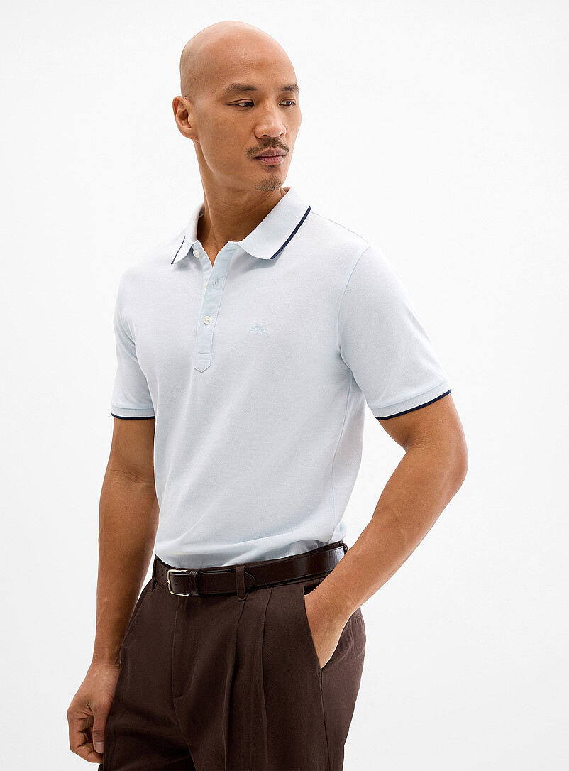 Lindbergh Black Striped-trim piqu&eacute; polo for men