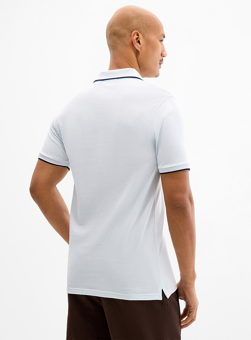 Lindbergh Black Striped-trim piqu&eacute; polo for men