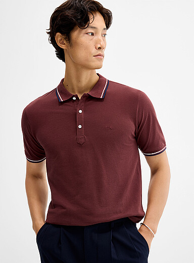 Striped-trim piqu&eacute; polo