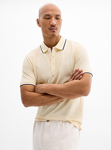 Striped-trim piqu&eacute; polo