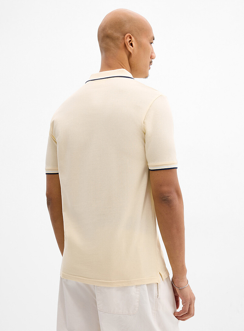 Lindbergh Black Striped-trim piqu&eacute; polo for men