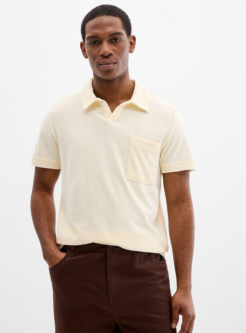 Lindbergh: Le polo col Johnny ratin&eacute; Bleu marine - Bleu nuit pour homme