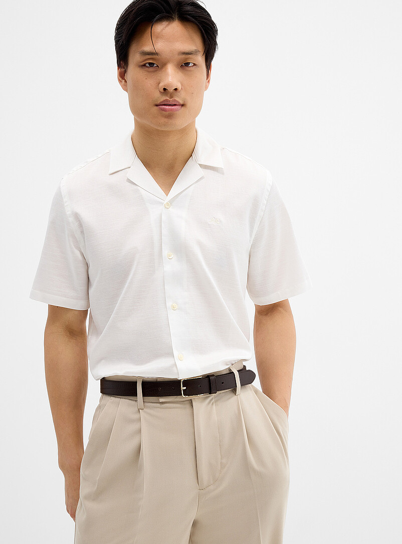 Lindbergh Green Minimalist camp shirt for men