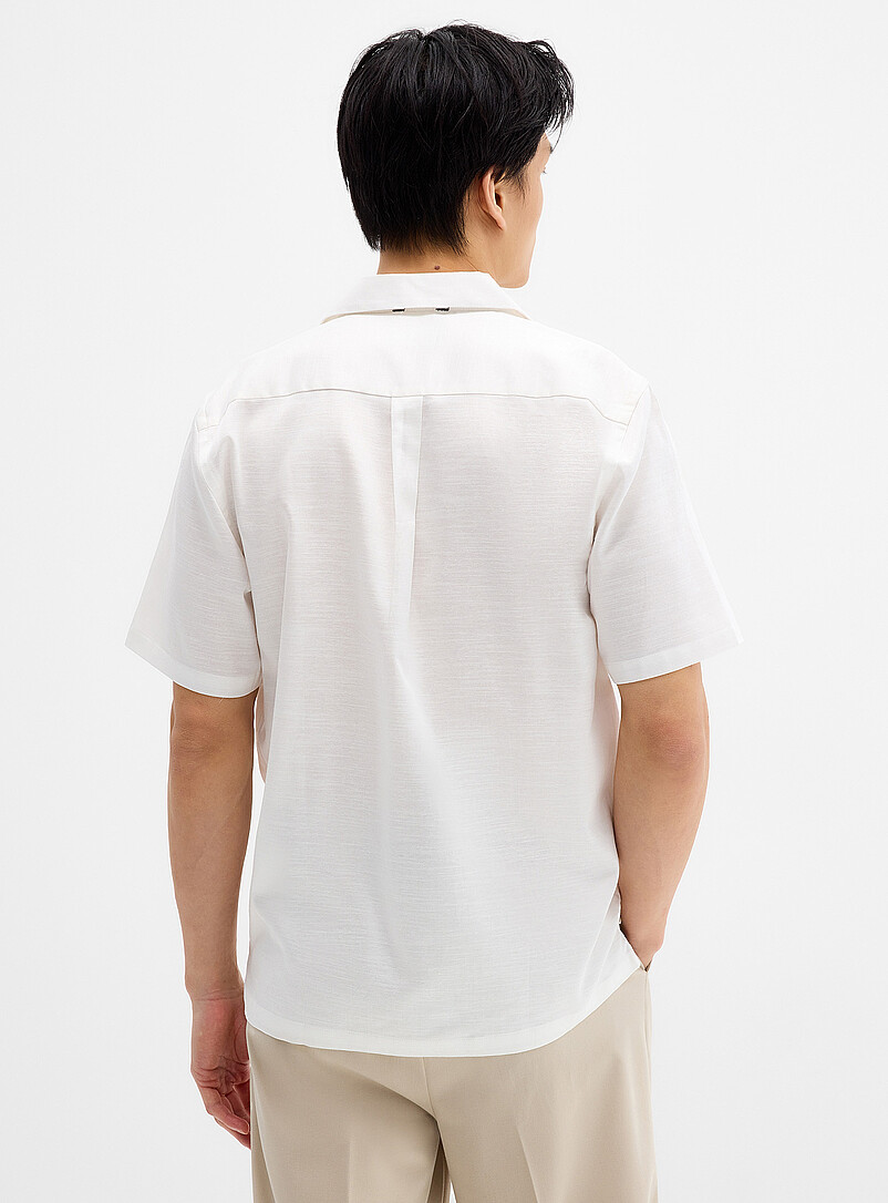 Lindbergh Green Minimalist camp shirt for men
