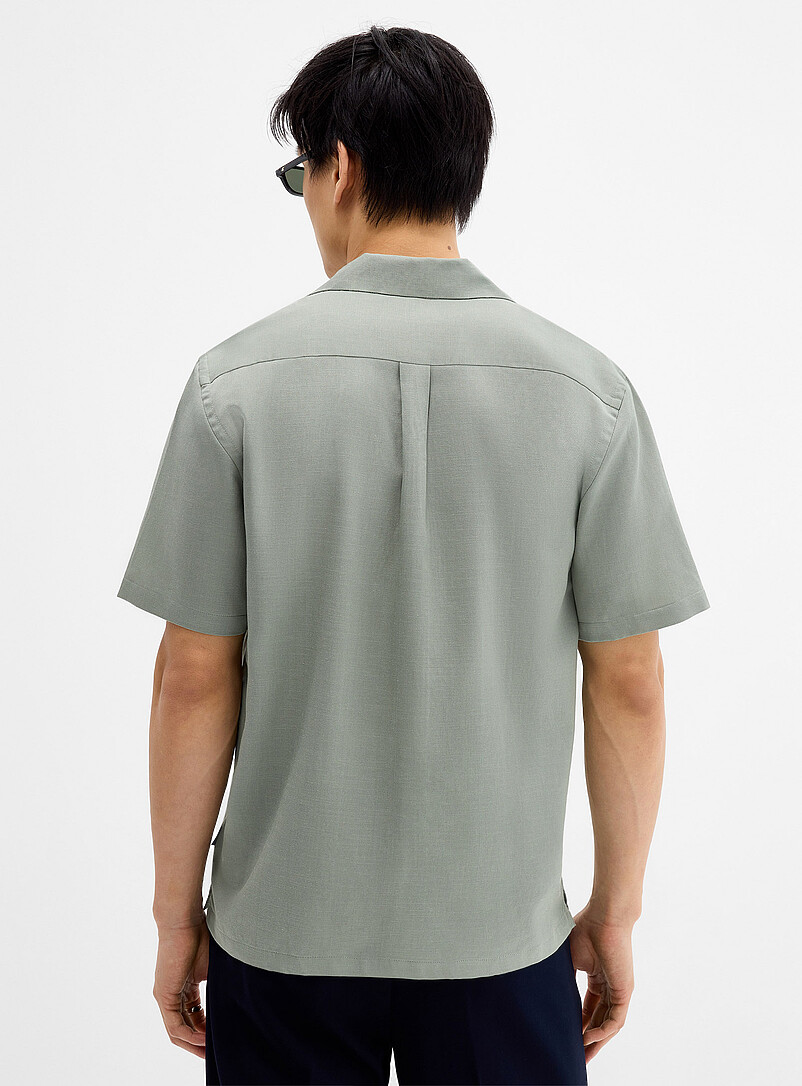 Lindbergh Green Minimalist camp shirt for men