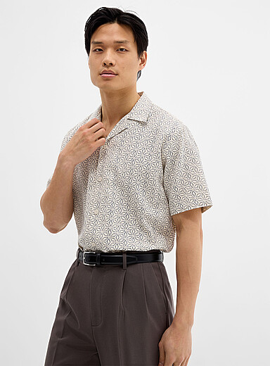Floral mosaic jacquard shirt