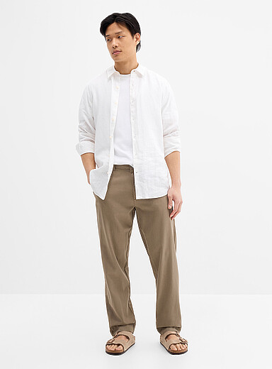 Lindbergh: Le pantalon souple taille &eacute;lastique <b>Coupe relaxe</b> Vert fonc&eacute; - Mousse pour homme