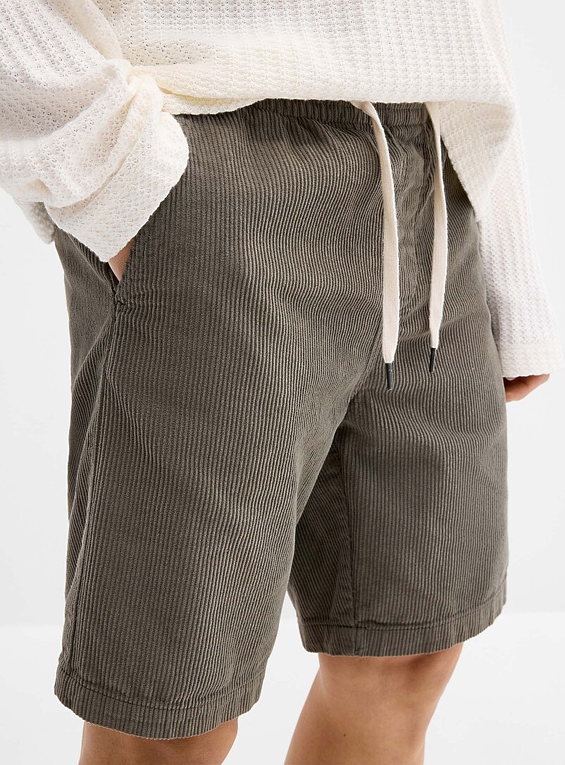 Lindbergh Off White Corduroy Bermudas for men