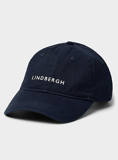 Lindbergh Navy/Midnight Blue Typographic logo dad cap for men