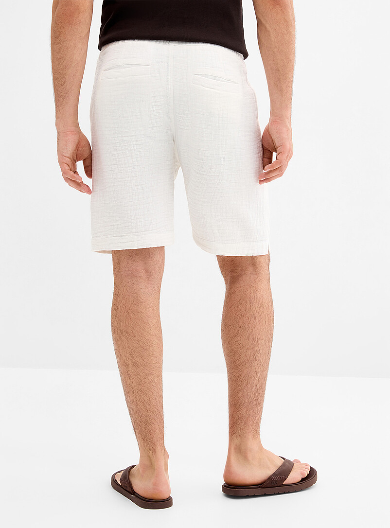Lindbergh Off White Cotton gauze Bermudas for men