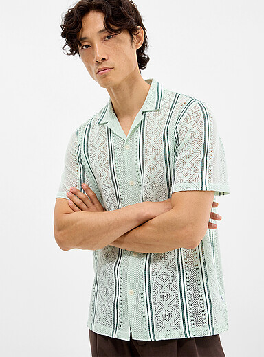 Crocheted camp shirt <b>Regular fit</b>