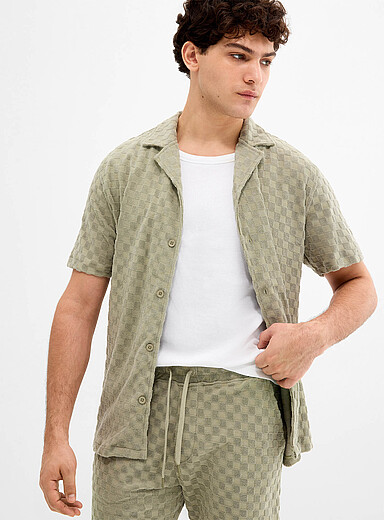 La chemise damier ratin&eacute; <b>Coupe relaxe</b>