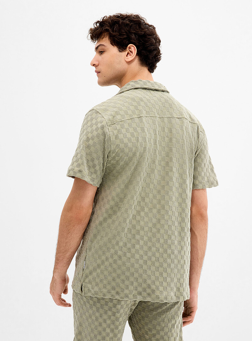 Lindbergh: La chemise damier ratin&eacute; <b>Coupe relaxe</b> Vert fonc&eacute; - Mousse pour homme