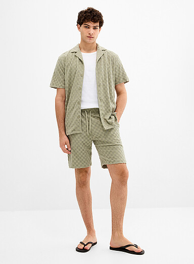 Le bermuda damier ratin&eacute;