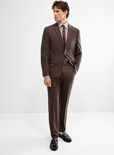 Lindbergh Brown Stretch felted pant <b>Loose fit</b> for men