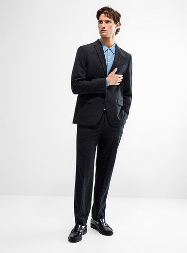 Lindbergh Charcoal Stretch felted pant <b>Loose fit</b> for men